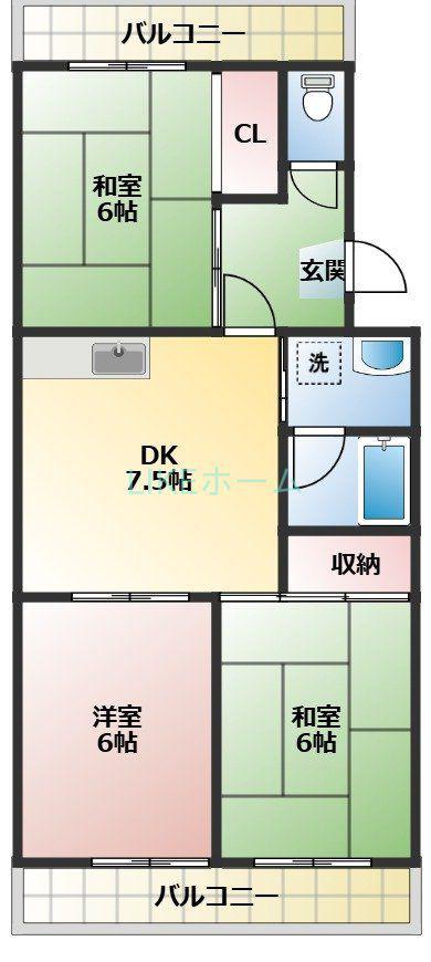 グランドメゾン東船橋(3DK/1階)の間取り写真