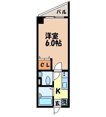 レジデンス六本木(1K/1階)の間取り写真