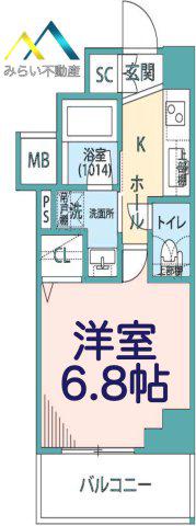 PLAIRE DEUXQ横濱子安(1K/6階)の間取り写真
