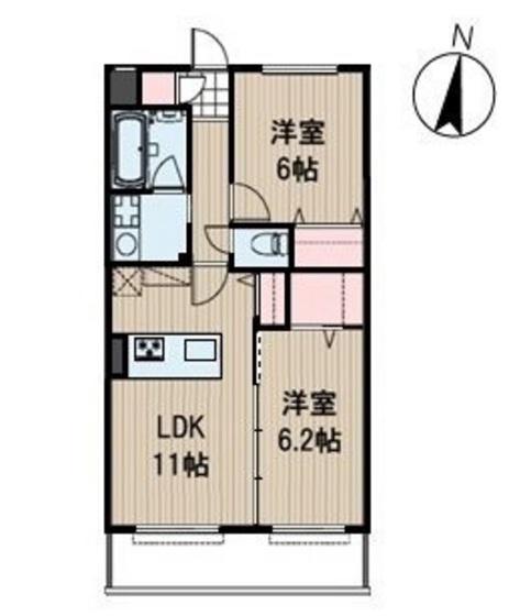 ウッドコート御南(2LDK/1階)の間取り写真