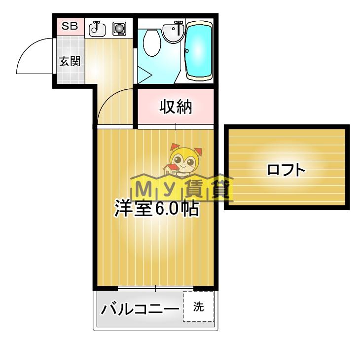 シーズンコート山王(1K/2階)の間取り写真