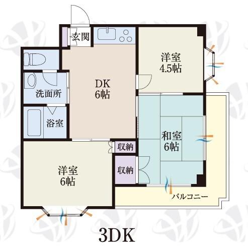 BCASA北越谷IVRE-BORN(3DK/3階)の間取り写真