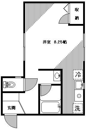 東急世田谷線 若林駅(東京) 徒歩2分 3階建 築31年(ワンルーム/1階)の間取り写真
