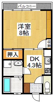小太鼓ビル(1DK/3階)の間取り写真