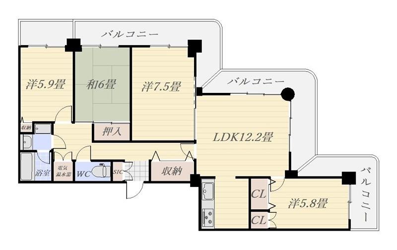 ストークマンション鹿児島(4LDK/14階)の間取り写真