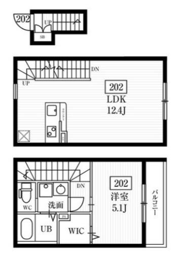 ミハス旗の台(1LDK/2階)の間取り写真