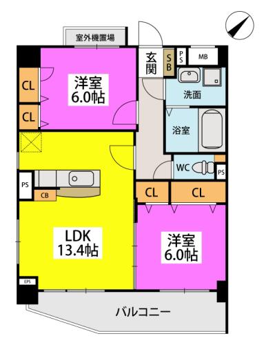 アーバンヴィラ(2LDK/2階)の間取り写真