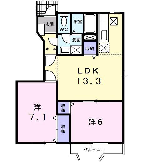 クレーデレドーノメグミ(2LDK/1階)の間取り写真