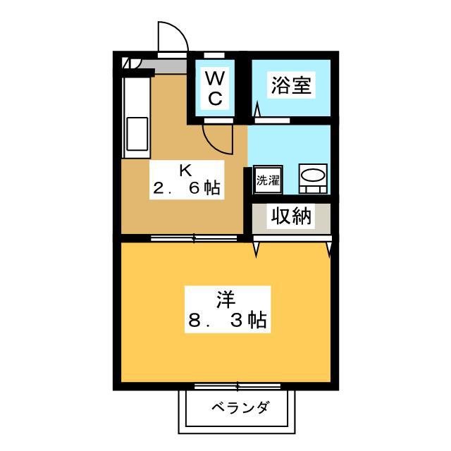 サウスウェーブ十二番館(1K/2階)の間取り写真