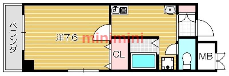 レジデンスKU(1K/4階)の間取り写真