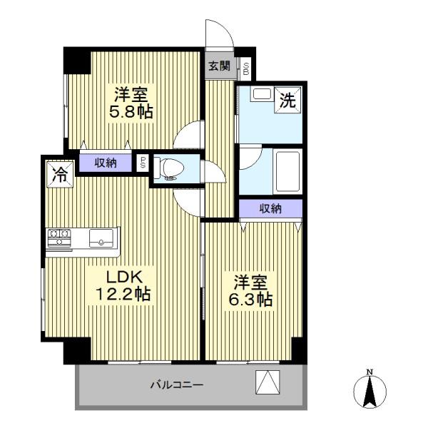 サンリベール大山(2LDK/5階)の間取り写真
