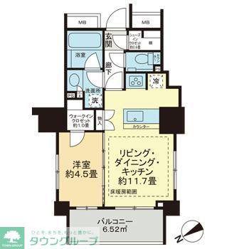 ザ・パークハウスアーバンス御成門(1LDK/12階)の間取り写真