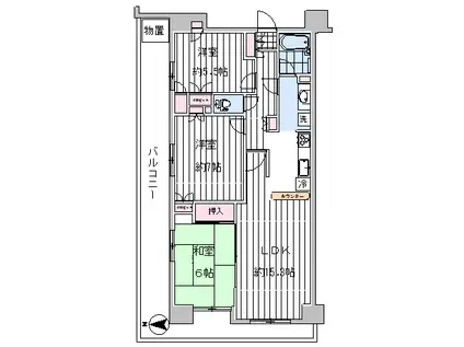 コスモ菊川参番館(3LDK/5階)の間取り写真