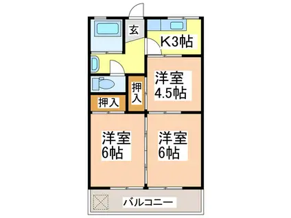 中山アパート(3K/2階)の間取り写真