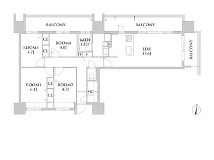 照葉クロススタイル イースト棟(4LDK/12階)の間取り写真