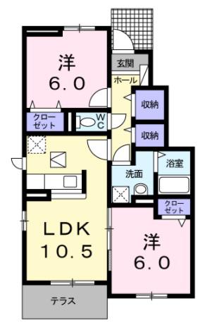 イリーデ(2LDK/1階)の間取り写真