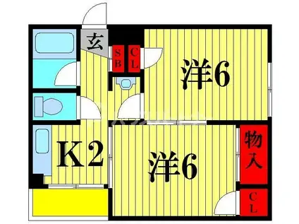 第2アンビルマンション(2K/3階)の間取り写真