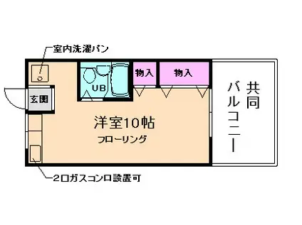 共栄マートハイツ(ワンルーム/2階)の間取り写真