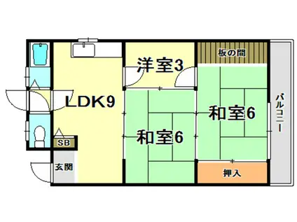 稲垣ビル(3DK/3階)の間取り写真