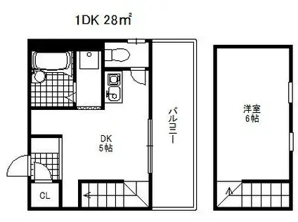桜ハイツ(1DK/4階)の間取り写真