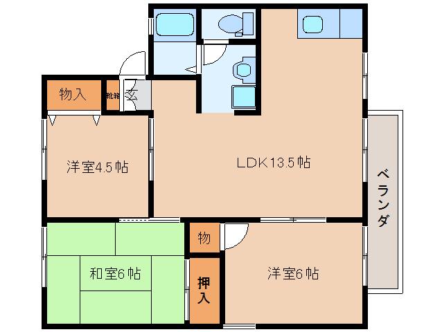 セジュール神功二番館(3LDK/1階)の間取り写真