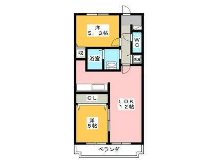 グランコートII(2LDK/2階)の間取り写真