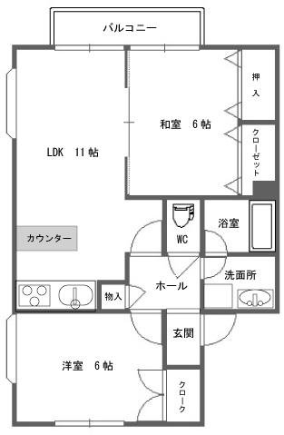 カーサ・フローラ3(2LDK/1階)の間取り写真