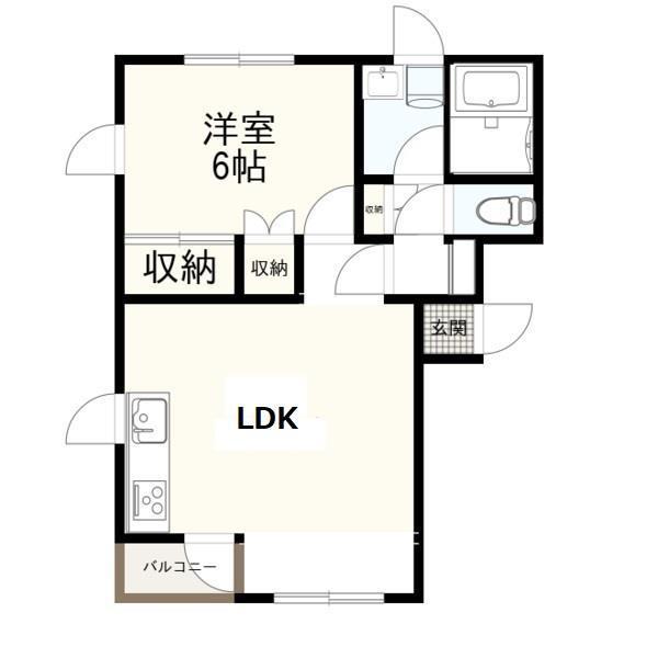 クレッセントコート(1LDK/2階)の間取り写真
