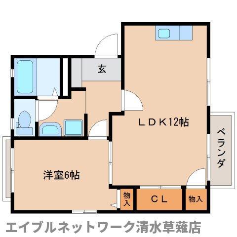 メイプルタウンF(1LDK/2階)の間取り写真