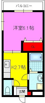 クレアール(1K/2階)の間取り写真