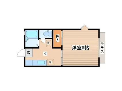 ヘミングウェイA(1K/2階)の間取り写真