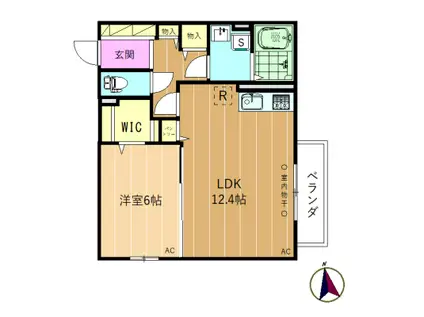 メゾン ド ヴェルソー(1LDK/2階)の間取り写真