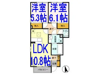 ポラリスⅠ(2LDK/1階)の間取り写真