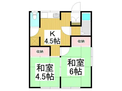 本郷荘(2K/1階)の間取り写真