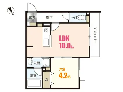 LUQRAS可部A(1LDK/3階)の間取り写真