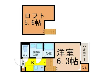 パークレジデンス東海通(1K/1階)の間取り写真