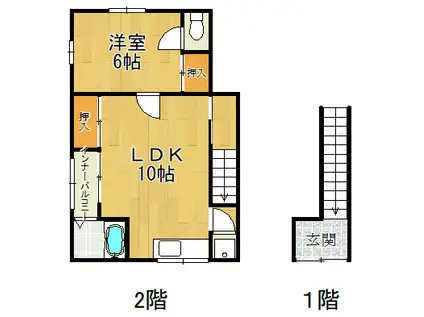 大村ハウス(1LDK/2階)の間取り写真