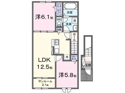 CASA PLACIDO DK(2LDK/2階)の間取り写真
