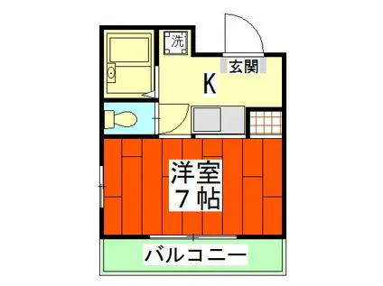 ヴィブレ岸和田(1K/4階)の間取り写真
