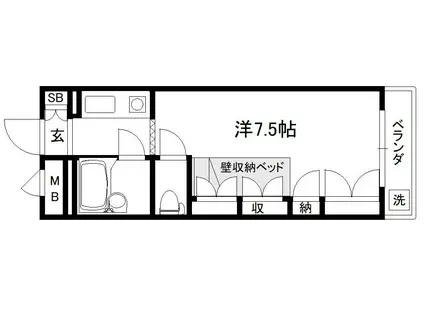 セレーネ田辺III-A(1K/2階)の間取り写真