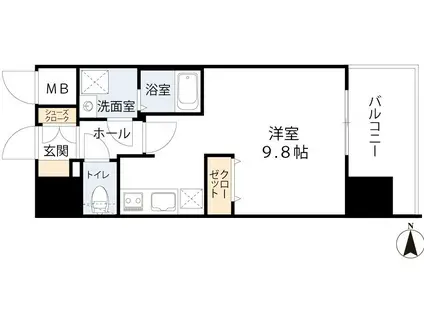 コンフォリア新梅田(ワンルーム/4階)の間取り写真