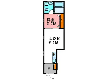 アメニティK(1LDK/3階)の間取り写真