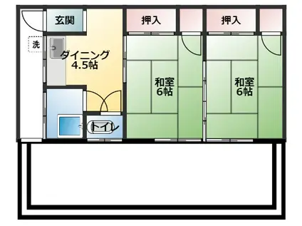 小野アパート(2DK/2階)の間取り写真