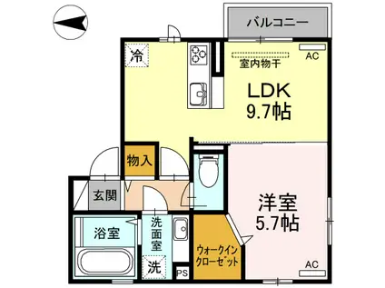 ウィステリア江津(1LDK/2階)の間取り写真