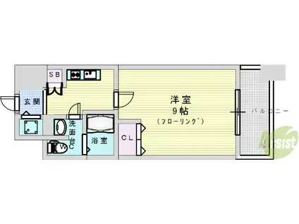 プラウドフラット新大阪(1K/3階)の間取り写真
