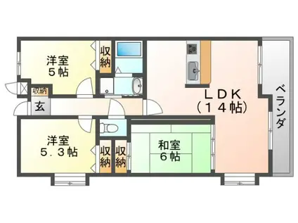 アビタシオン橋本II(3LDK/2階)の間取り写真