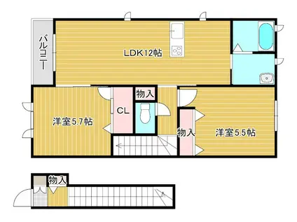 シャーメゾン ふじ(2LDK/2階)の間取り写真