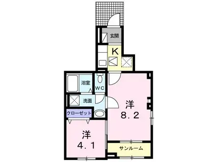 メイプル ヒルズ(2K/1階)の間取り写真