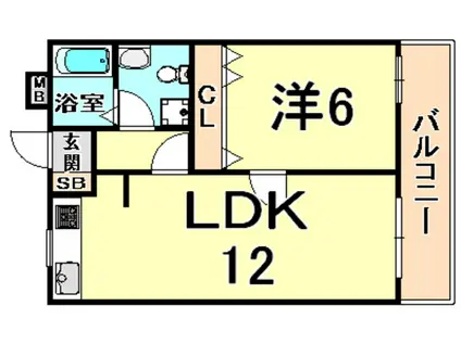 南武庫之荘フレックス2(1LDK/2階)の間取り写真