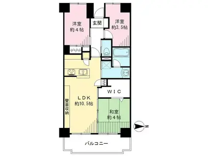 東大島ファミールハイツ1号館(3LDK/6階)の間取り写真